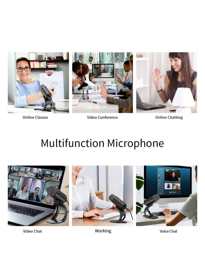 SYOSI USB Computer Microphone, Omnidirectional Condenser Podcast Mic for Recording and Streaming, Desktop Microphone with Mute Button and Volume Control, Plug & Play Stand for PC, Laptop, Mac, YouTube - Image 2